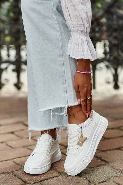 Tenisky Dámske Športové Na Platforme S Ozdobou Biely VINCEZA 13613