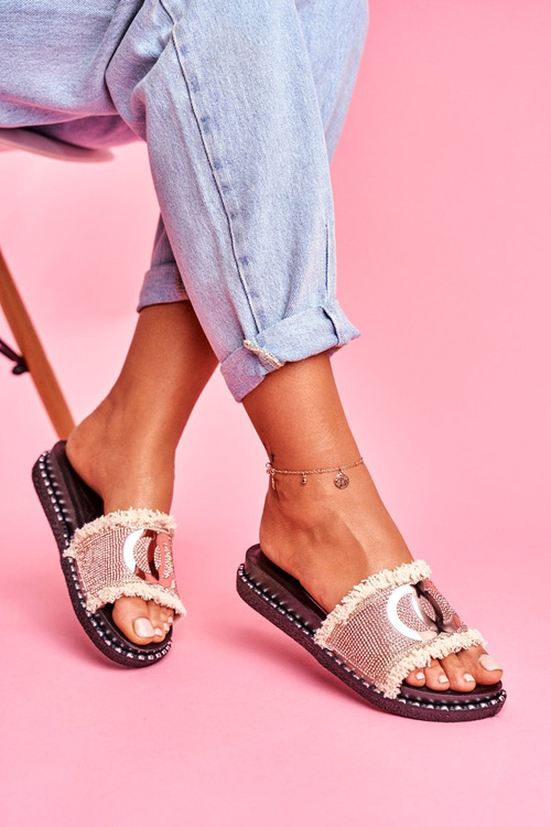 Dámske flip -flops s ružovým údolím zlata