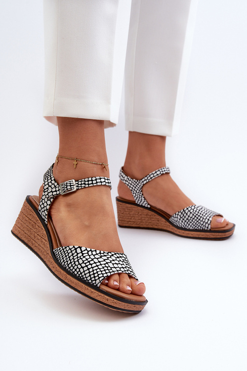 Dámské sandály Na Klinu Sergio Leone SK303 Černobílé