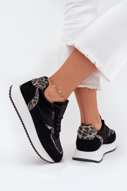 Dámské Zamszové Sneakersy Big Star OO274A312 HI-POLY SYSTEM Černé Panther