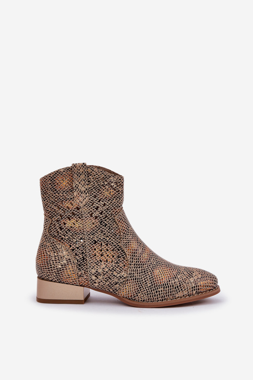 Dámske Ažúrové Čižmy Na Nízkom Opätku Ozdobené Zvieracím Vzorom Zlaté Neliawen