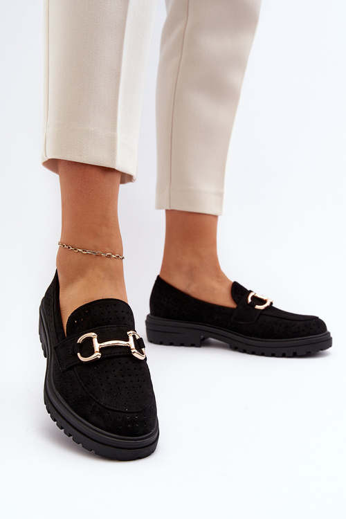 Dámske čierne mokasíny s ozdobou Talesse