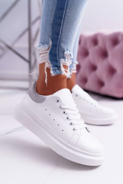 Dámská Sportovní Obuv se silnou Podrážkou Bílé Šedé Skirt