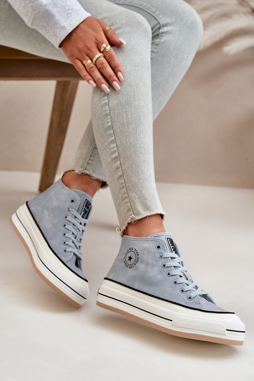 Zateplené Dámske Tenisky Na Platforme Eko Koža Big Star OO274069 Modré