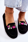 Dámské semišové mokasíny se zdobením černé Janetta