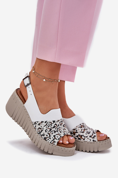 Dámské Sandály Z Přírodní Kůže Na Klínu Bílé Artiker 56C0958