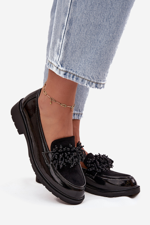 Dámské lakované mokasyny S.Barski HY52-369B Černé