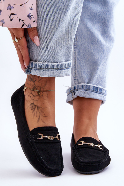 Dámské klasické semišové mokasíny černé Corinell