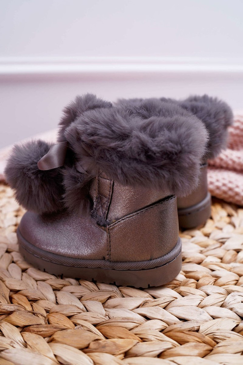 Detské topánky pre mládež izolované tmavo šedé snehové topánky Roofy