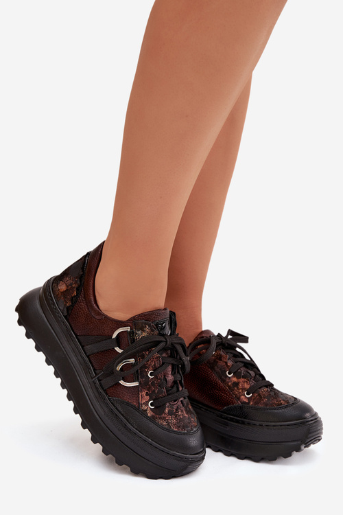 Kožené dámské tenisky na platformě Maciejka 06562-25 čokoládové