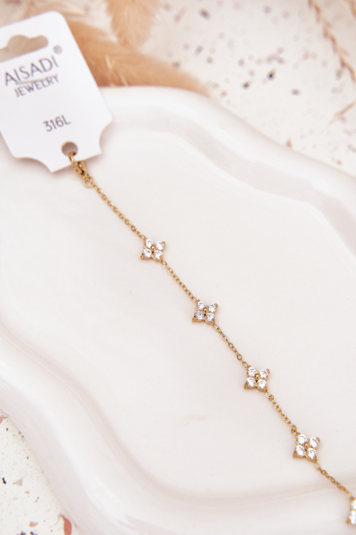 Náramek S Květinami Chirurgická Ocel Zlatá