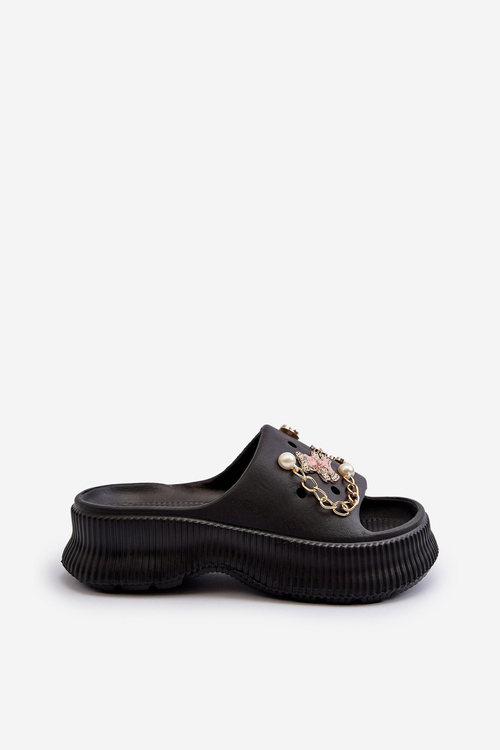 Dámske peny papuče s ozdobami Čierne Afariana