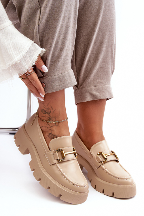 Dámske topánky Loafer s dekoráciou Beige Peuria