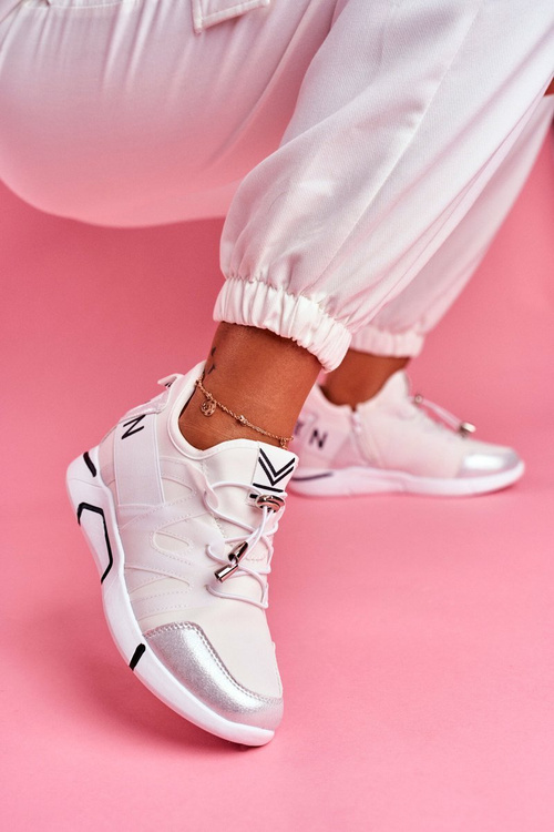 Dámske športové topánky so zipsom a zvlneným bielym terphínom