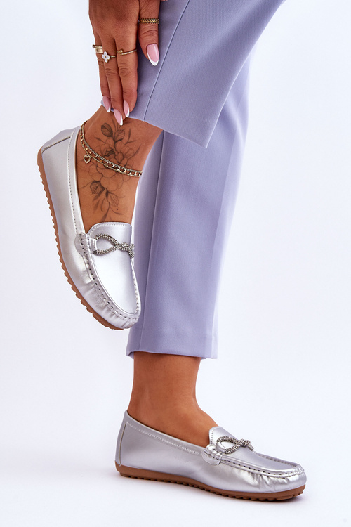 Dámské nazouvací mokasíny se třpytivým zdobením stříbrne This Moment