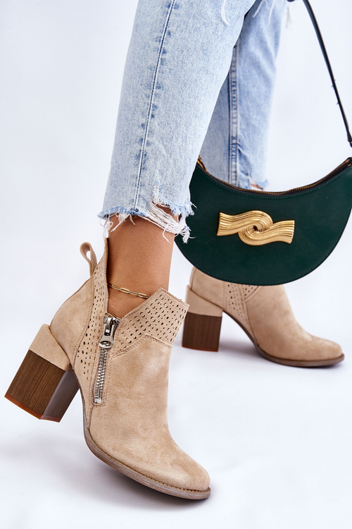 Semišové Boty Na Robustních Podpatcích Světle béžová Camden