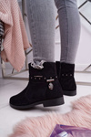 Dámské Kotníkové Boty Plochý Podpatek zateplené Černé Verte