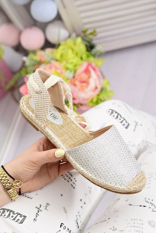 Dámske bielizeň baleríny zviazané strieborné espadrilles more
