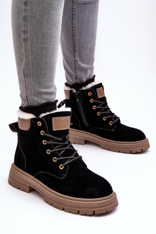 Dámske topánky Black Fenan Izolované kožušinou