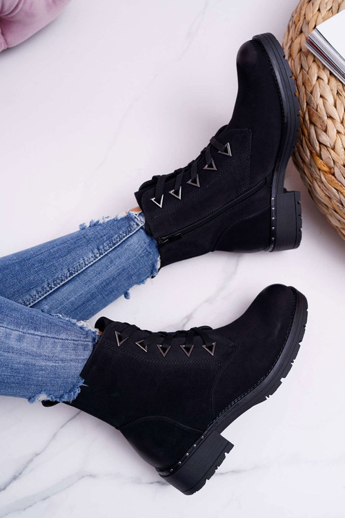 Dámské Kotníkové Boty Nubuk Černé Sergio Leone TR718