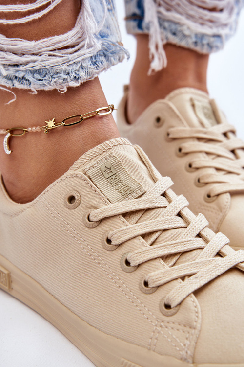 Dámska hladká nízka veľká hviezda LL274061 Béžové tenisky