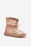 Dámske Snehové Topánky So Šnúrkou Zateplené Kožúškom Typu Baran Ružové Zlato Vamidra