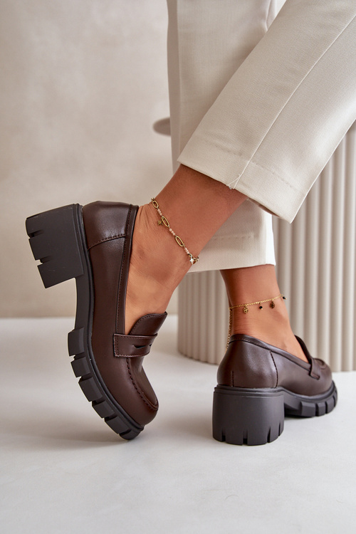 Dámske Polobotky Na Nízkom Opätku Z Eko Kože Tmavohnedé Menloa