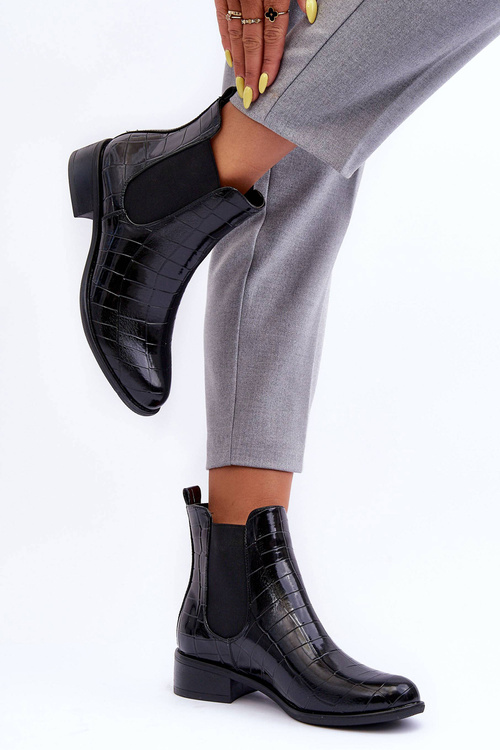 Kožené topánky zvieracie topánky Jodhpur. Čierny vzor Daina