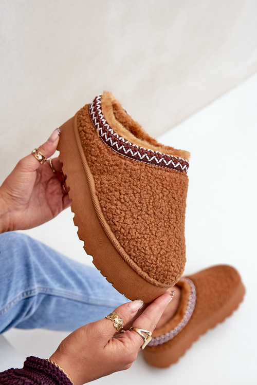 Snežnice Papuče Na Platforme S Ovčou Kožušinou Camel Ovirissa