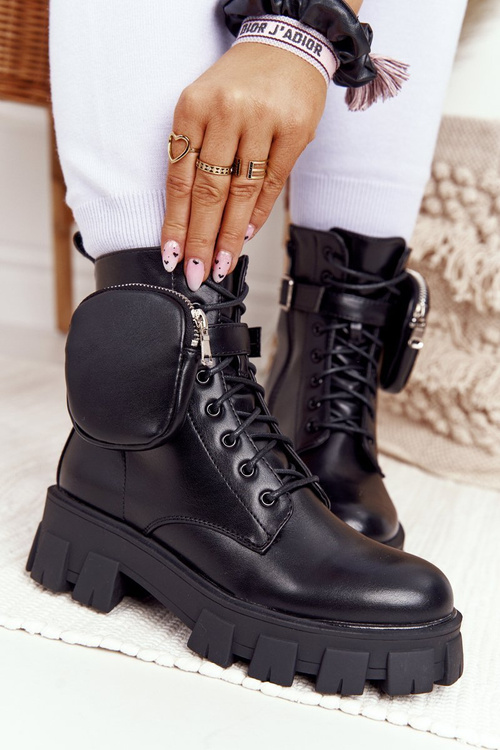 Kotníkové Boty S Podrážkou S Kabelkou Černé Saturday