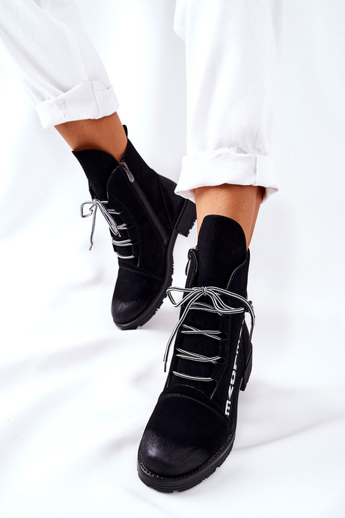 Čierne kožené topánky Lomissa s dekoratívnym zipsom