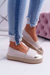 Ženské espadrilles béžové ringer platforma