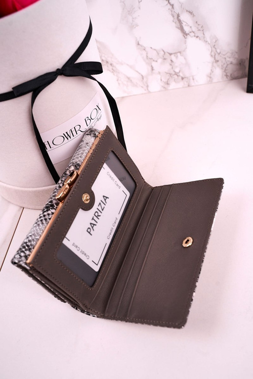 Stredne kožené dámske portfólio patrizia sivé lakované