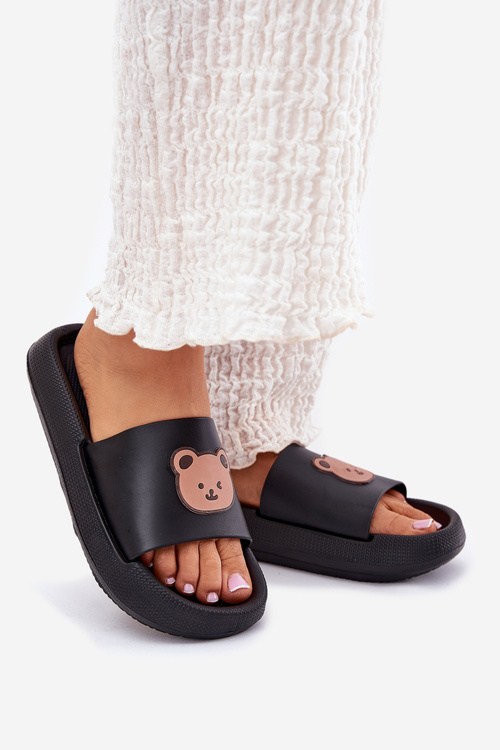 Dámské Pěnové Klapky S Medvědem Černé Lalon