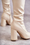 Kožené vysoké podpätky béžové casto