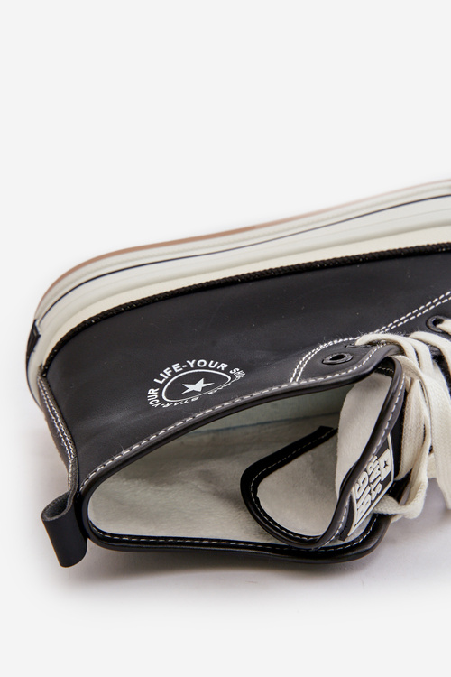 Zateplené Dámské Tenisky Na Platformě Eko Kůže Big Star OO274062 Černé