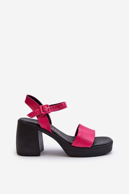 Zazoo 40386 Dámske Kožené Sandále Na Podpätku Fuksia