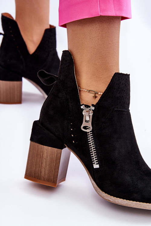 Semišové topánky na masívnom päte čiernej Camden