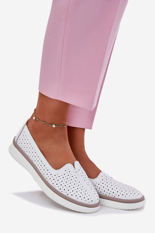 Kožené Dámske Polobotky Biele Liaruna