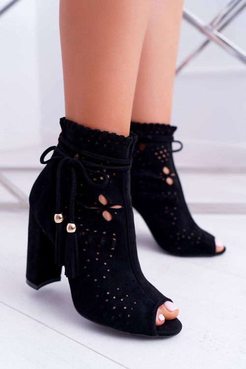 Dámské Kotníkové Boty Na Podpatku Semišové Černé Corinne