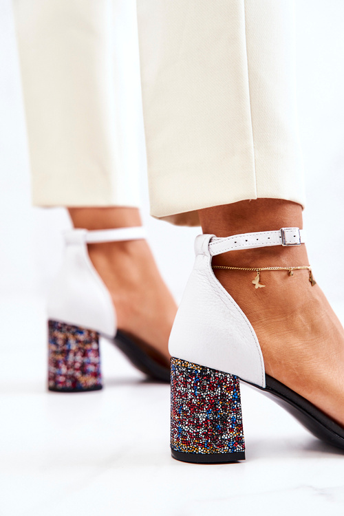 Kožené Sandály Na Bar Černý a bílý Lorene