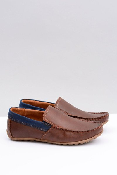 Neex | Brązowe Skórzane Męskie Wsuwane Mokasyny Pardon