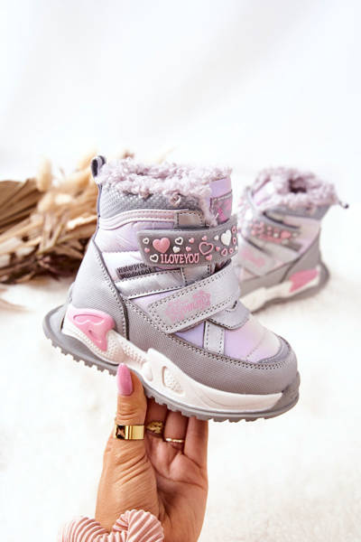 Dětské polstrované sněhule Stříbrně růžová Chilly