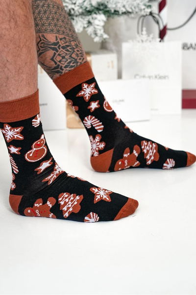 Pánske Vianočné Ponožky Perníky Čierne