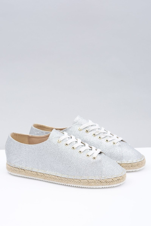 Lu Boo | Srebrne Brokatowe Lniane Espadryle Fairy