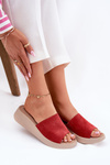 Dámské Velurové Klapky Na Klínu Panto Fino Červené RR267040