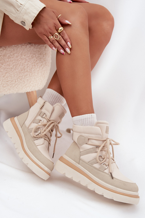 Dámske Čižmy Na Platforme Svetlo Béžové Liorae