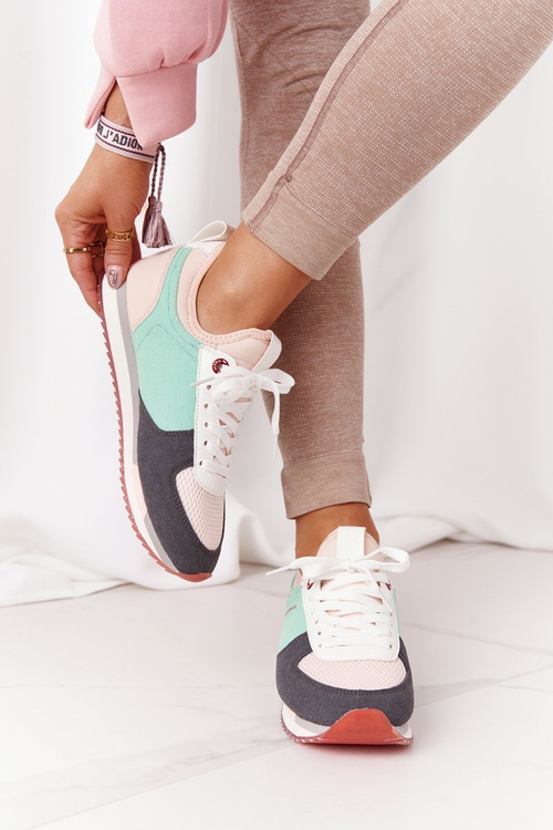 Dámské Tenisky Memory Foam CROSS JEANS HH2R4049C Zelené-Růžové