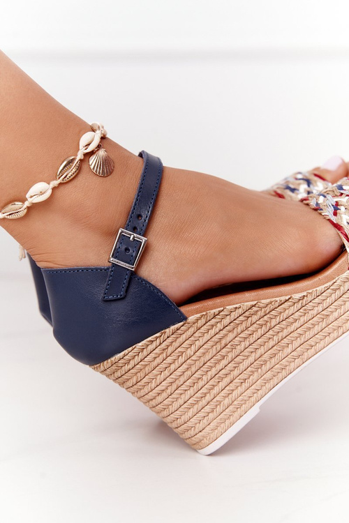 Kožené Klínové Sandály Maciejka L4869-17 Tmavě Modré