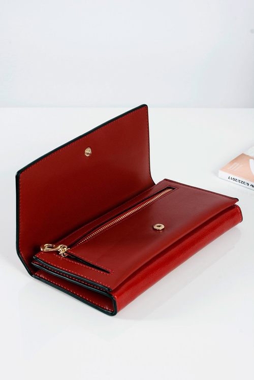 Veľká dámska červená módna peňaženka